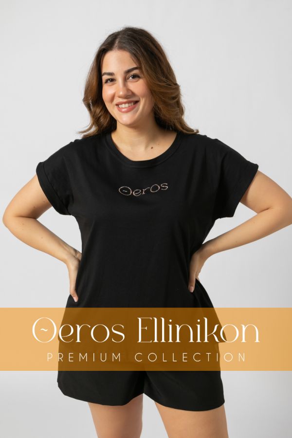T-shirt -Θeros Εllinikon- σε μαύρο χρώμα | Premium Collection