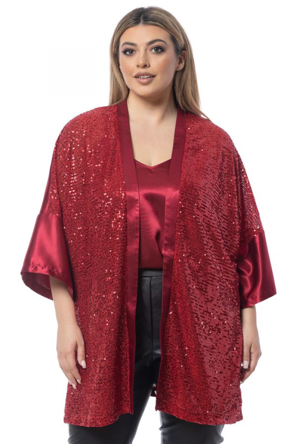 Τοπ σατέν με δαντέλα σε κόκκινο χρώμα 1xl,2xl,3xl,4xl,5xl