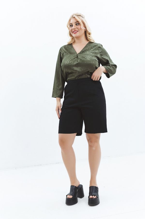 Τουνίκ snake print με V σε χακί χρώμα