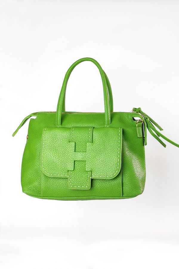 Τσάντα με διπλό φερμουάρ σε πράσινο χρώμα