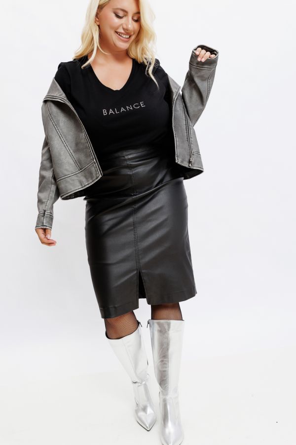 Leather-like jacket σε γκρι χρώμα