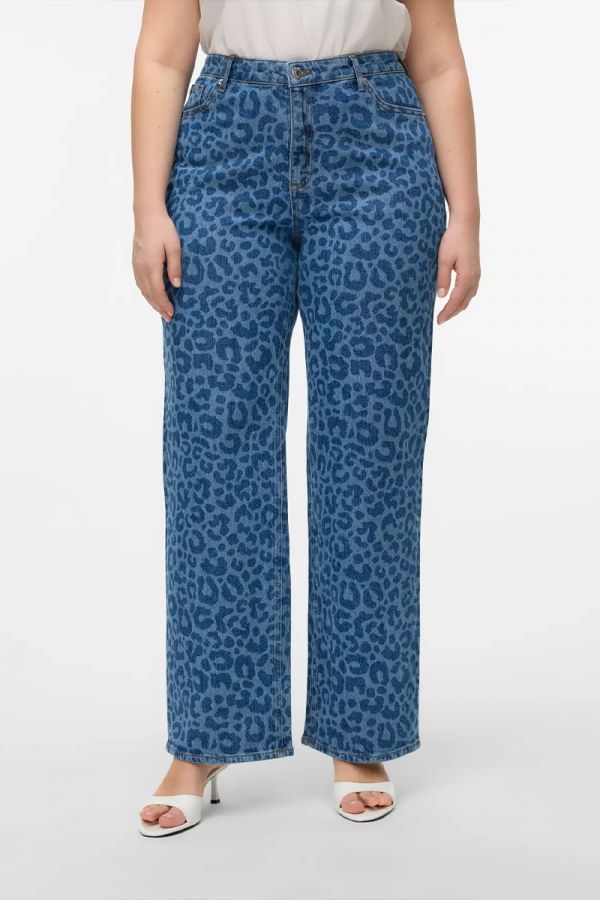 Τζιν παντελόνι animal printed σε denim blue χρώμα