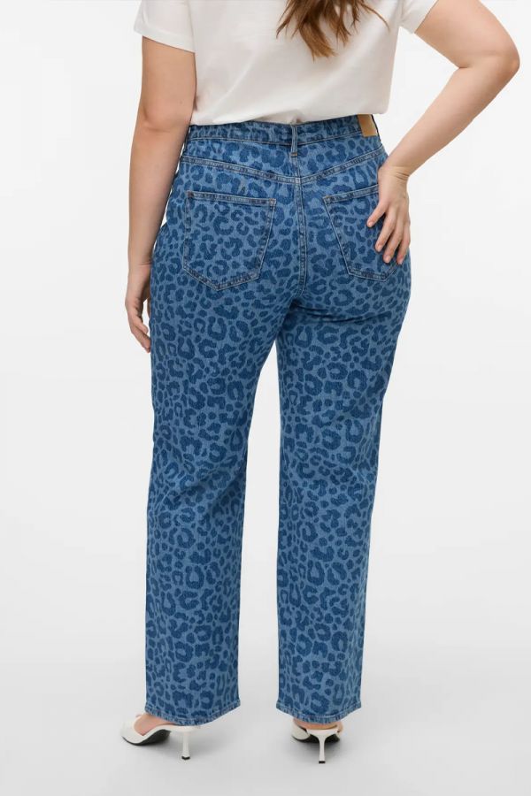 Τζιν παντελόνι animal printed σε denim blue χρώμα
