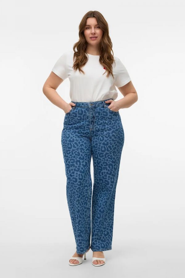 Τζιν παντελόνι animal printed σε denim blue χρώμα