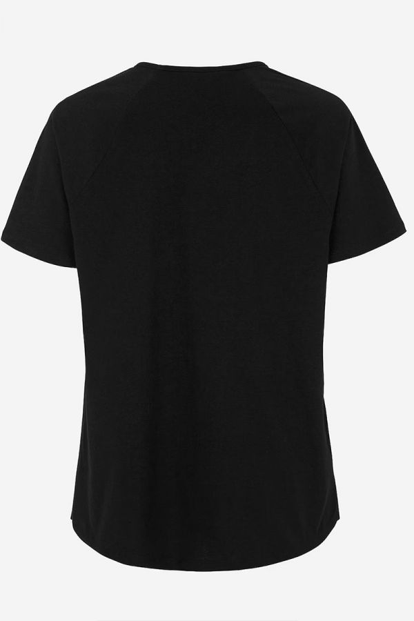 Βαμβακερό t-shirt με V λαιμόκοψη σε μαύρο χρώμα