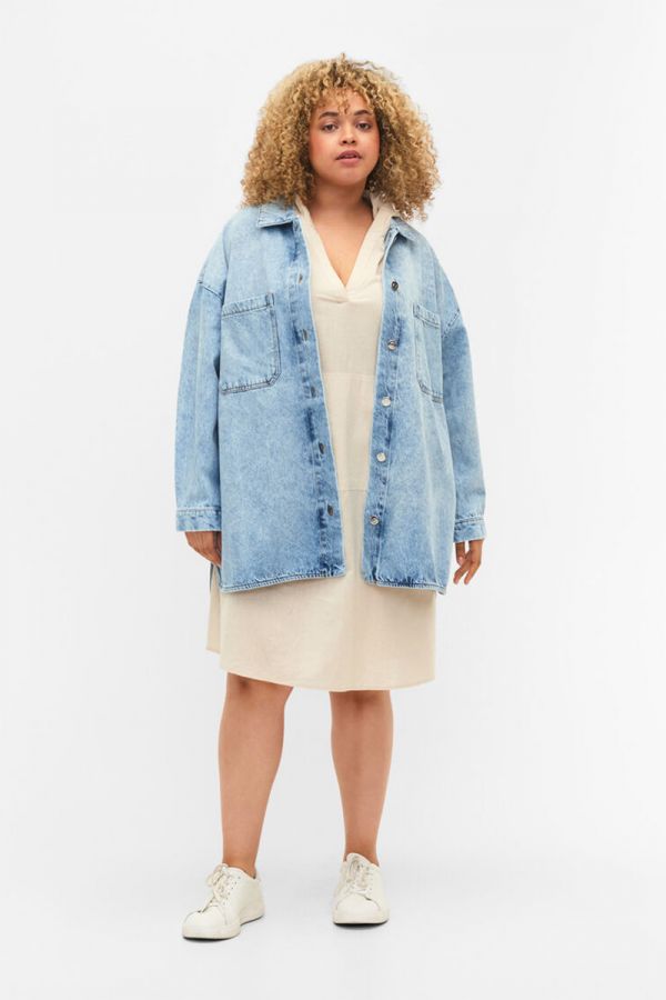Denim over-sized jacket σε light blue χρώμα 1xl 2xl 3xl 4xl 5xl 
