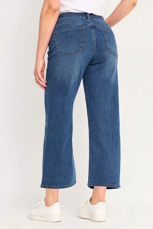 Ζιπ κιλότ jean 7/8 σε denim medium blue χρώμα