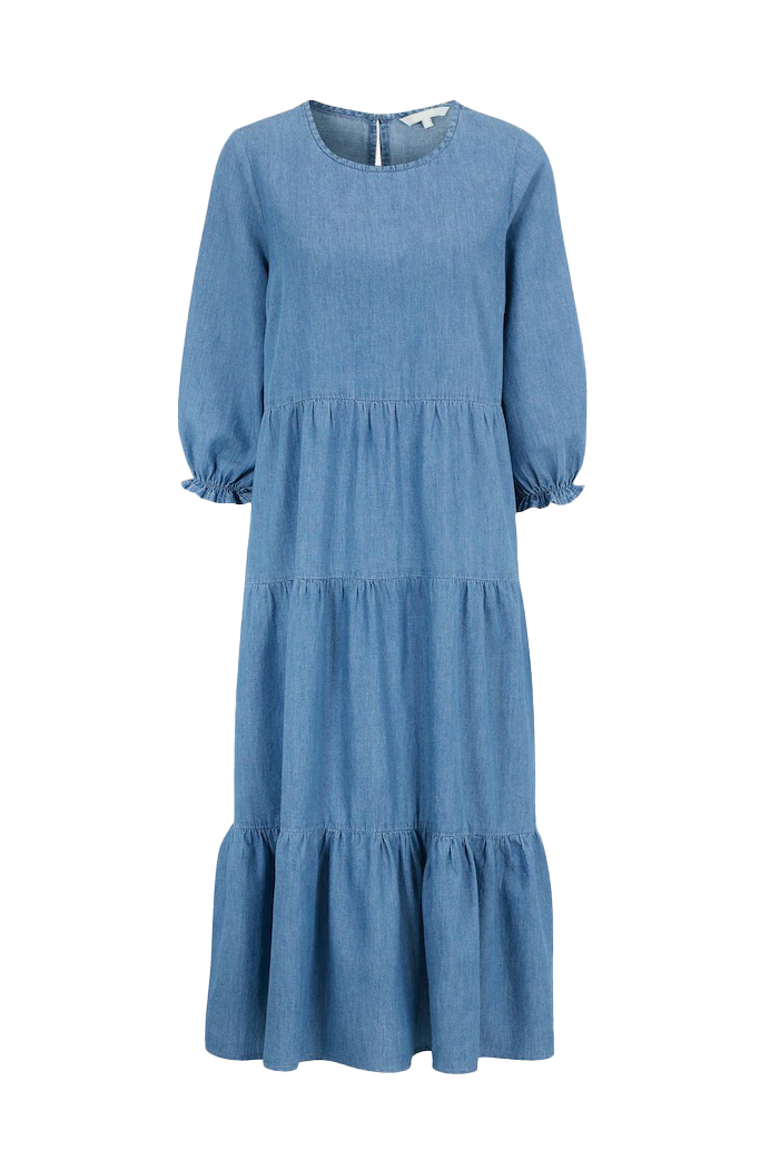  Φόρεμα με βολάν σε denim light blue χρώμα 2025
