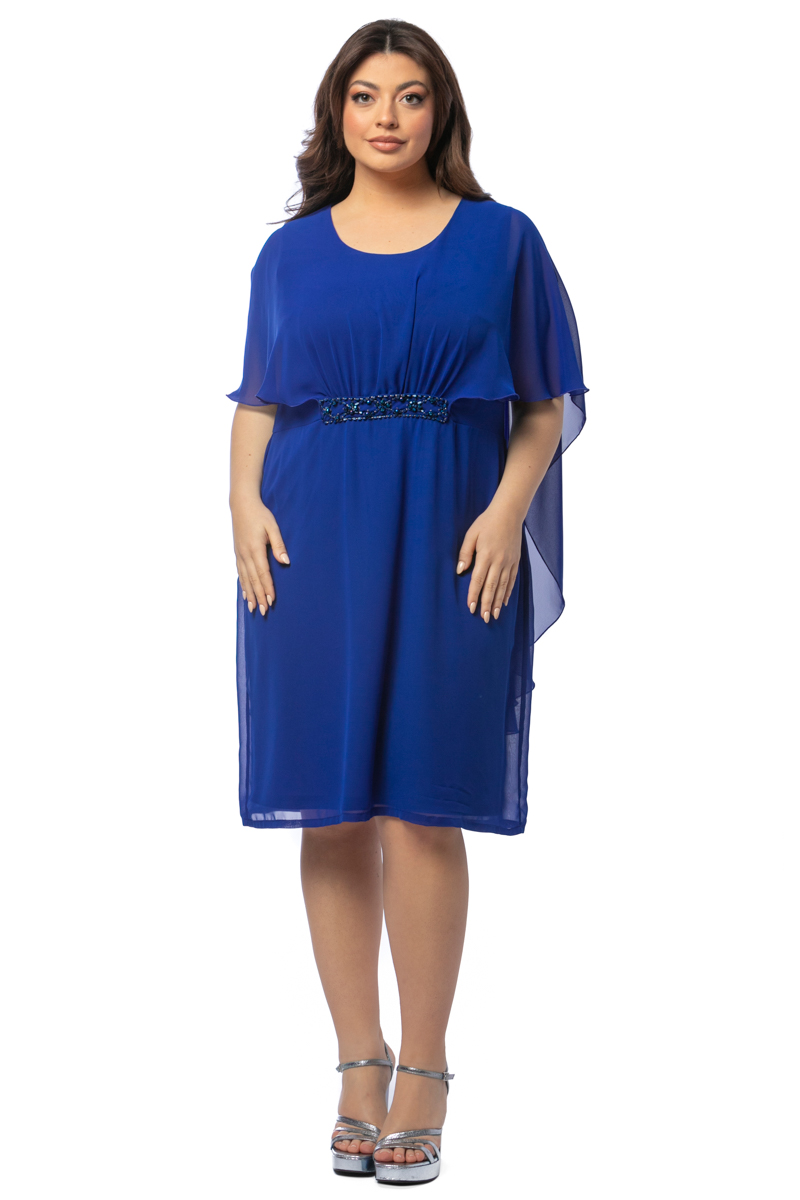 Midi φόρεμα με στρας και μπέρτα σε ραφ χρώμα 1423.4604-Ραφ