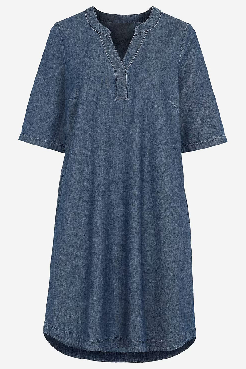  Μini jean φόρεμα σε dark blue denim χρώμα 2025