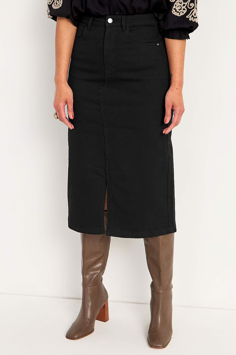  Midi jean φούστα σε denim black χρώμα 2025