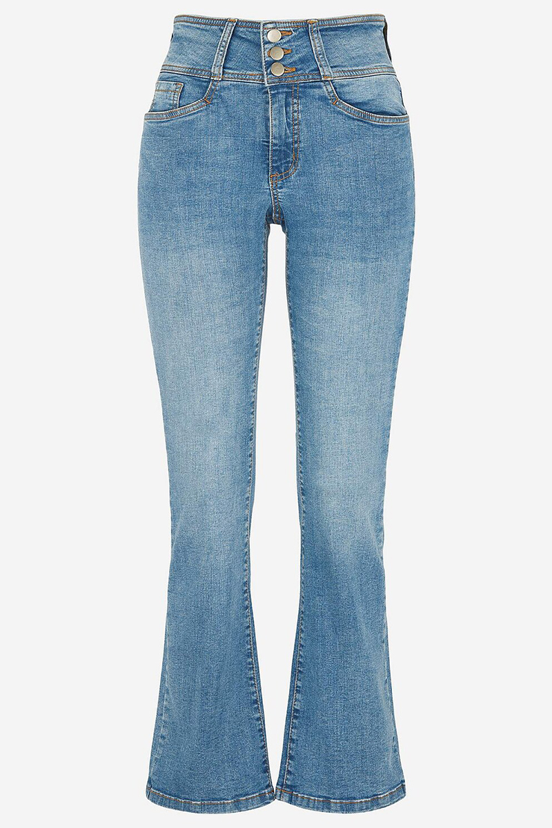  Jean καμπάνα με 3 κουμπιά σε denim light blue χρώμα 2025