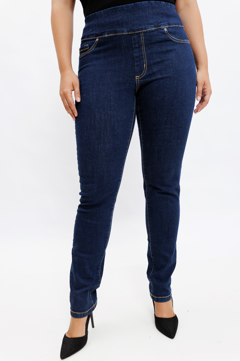  Jean παντελόνι με λάστιχο στην μπάσκα σε dark denim blue χρώμα 2025