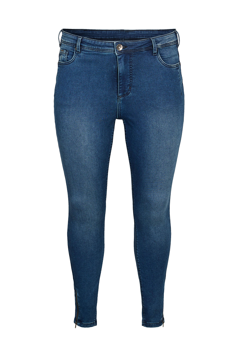 Jean παντελόνι slim με φερμουάρ στο τελείωμα σε dark blue χρώμα 10181-Dark Blue Denim