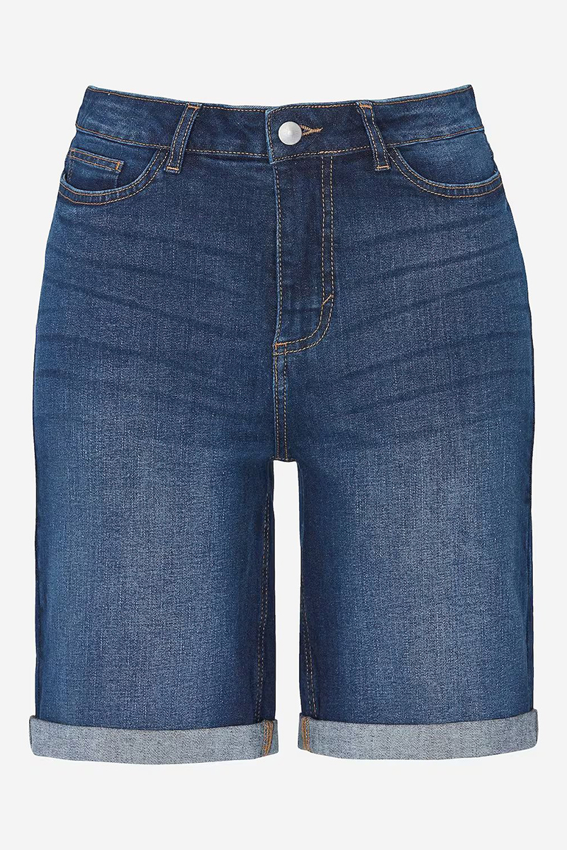  Jean shorts με ρεβέρ σε dark blue denim χρώμα 2025