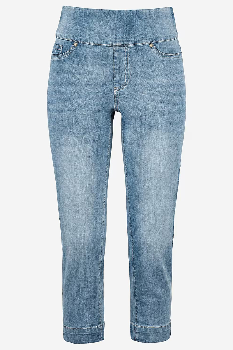  Κάπρι jean με φαρδιά μπάσκα σε denim light blue χρώμα 2025