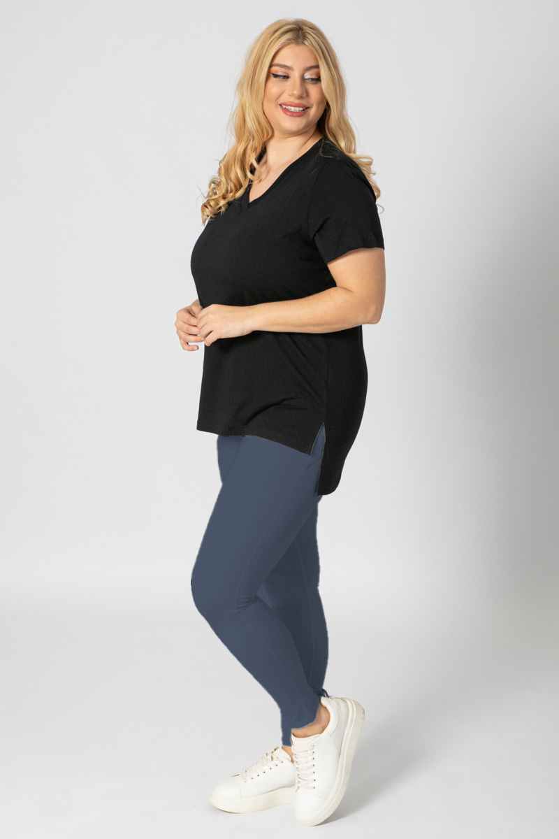 Κολάν heavy ελαστικό σε μπλε χρώμα plus size