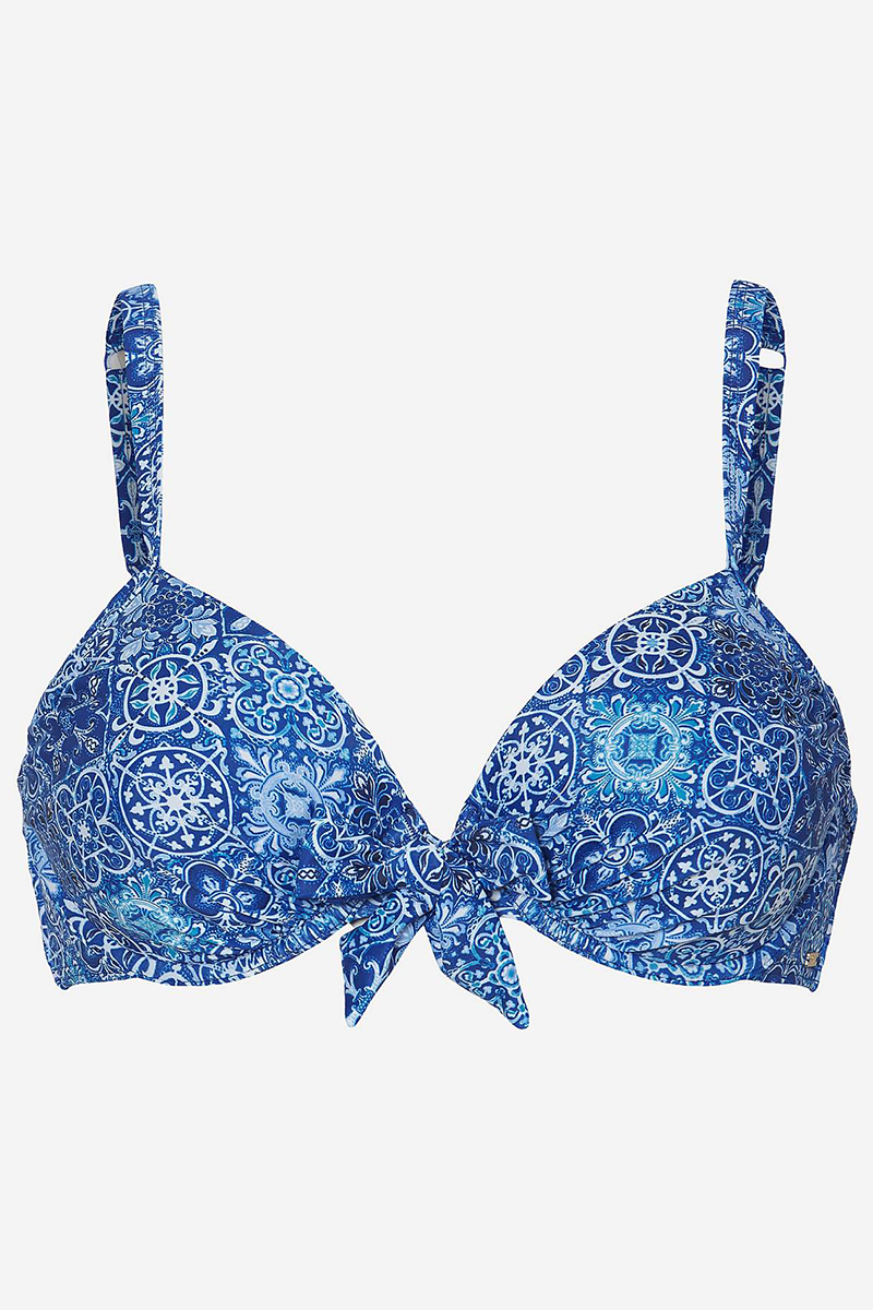  Bikini-top με print και δέσιμο σε μπλε χρώμα 2025