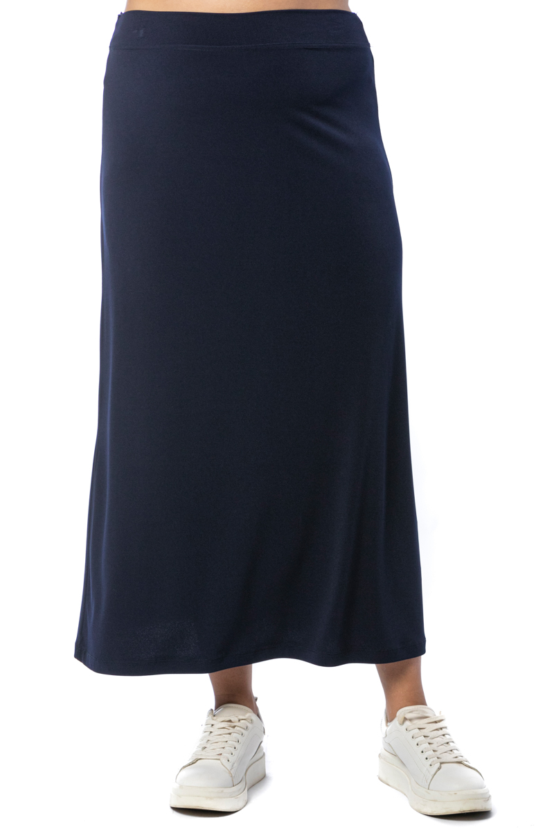 Μακριά φούστα εβαζέ σε light ποιότητα με λάστιχο στη μέση σε μπλε χρώμα 1422.6166-Μπλε