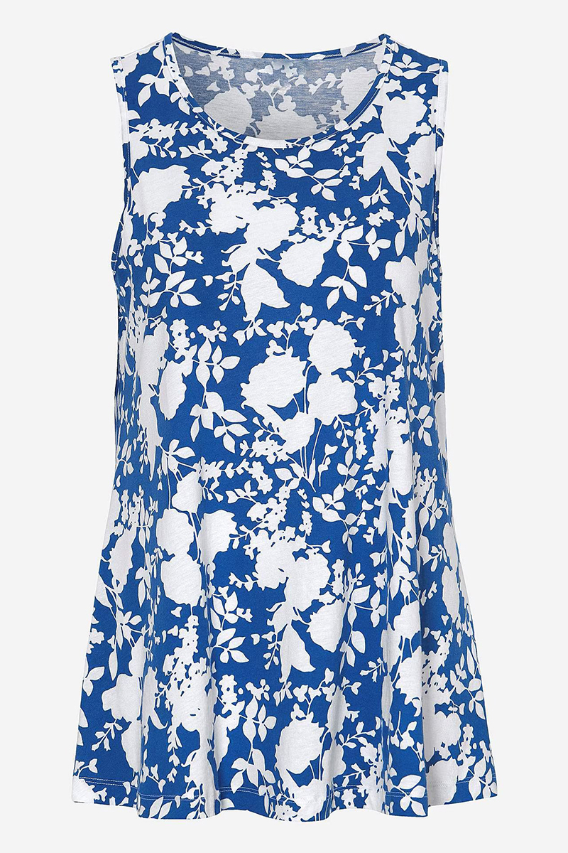 Αμάνικη μπλούζα σε άλφα γραμμή σε λευκό/μπλε χρώμα 619090-Λευκό/Μπλε