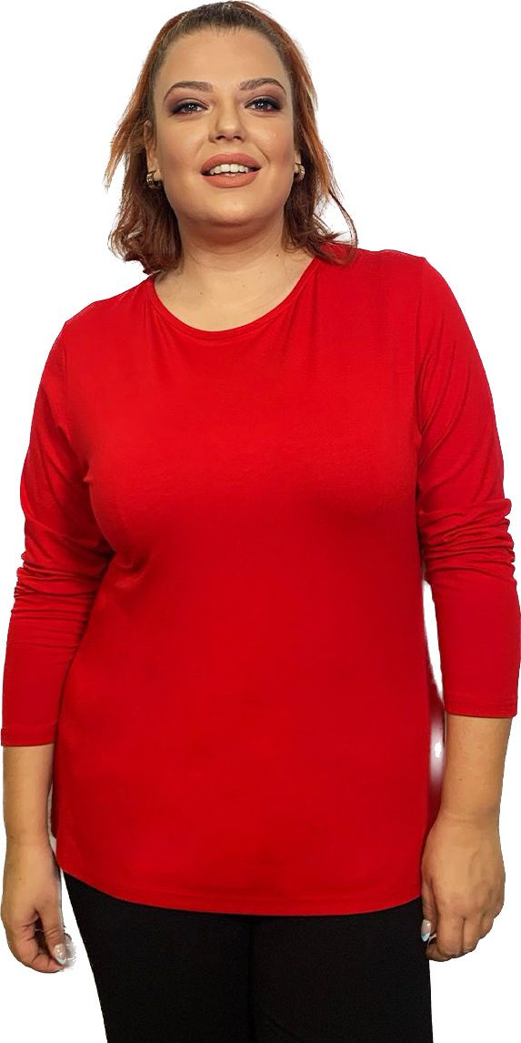 Μπλούζα με στρογγυλή λαιμόκοψη σε κόκκινο χρώμα 14223.8401-Κόκκινο