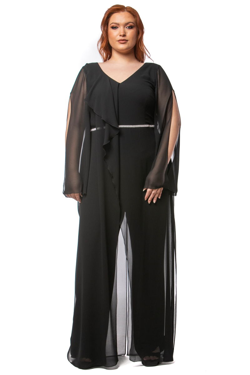 Ολόσωμη φόρμα με ανοιχτό μανίκι σε μαύρο χρώμα 1423.4605-Μαύρο