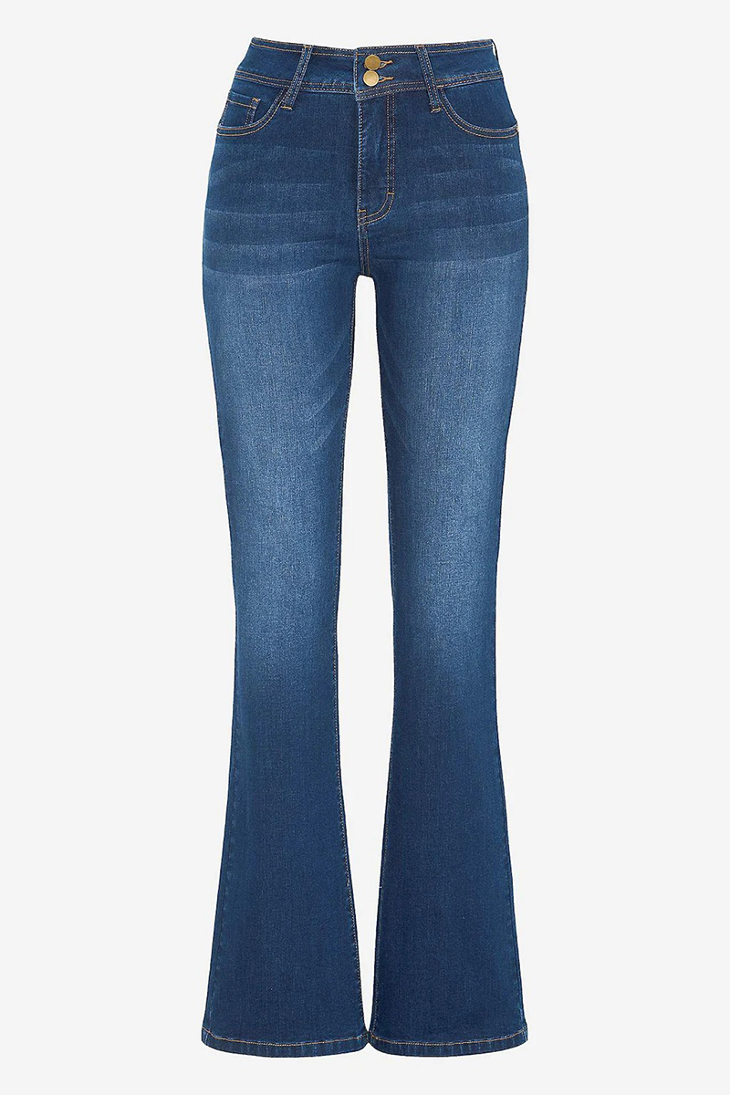Παντελόνι jean καμπάνα ανόρθωσης σε dark blue denim χρώμα 618838-Dark Blue Denim