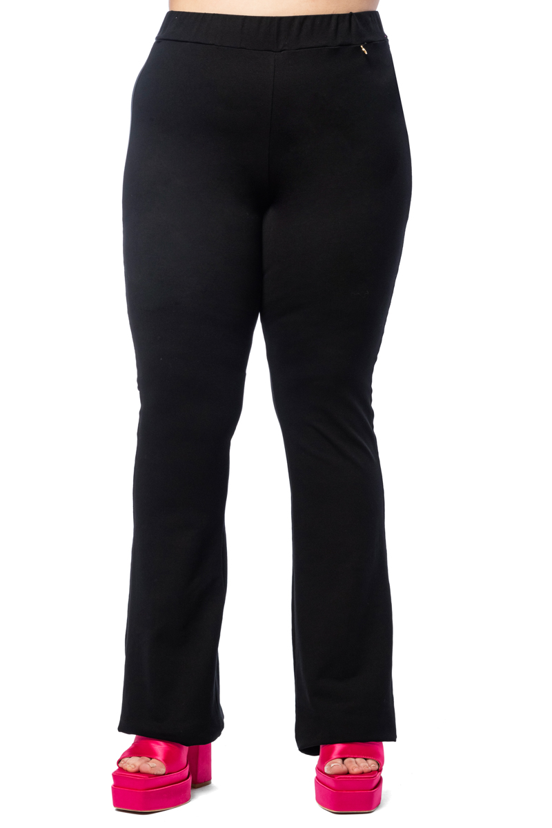 Heavy ελαστικό παντελόνι καμπάνα σε μαύρο χρώμα 1423.2479-Μαύρο