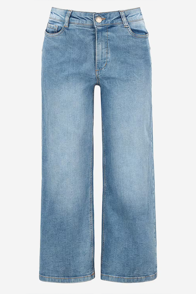  Φαρδύ καμπάνα jean 7/8 σε denim light blue χρώμα 2025