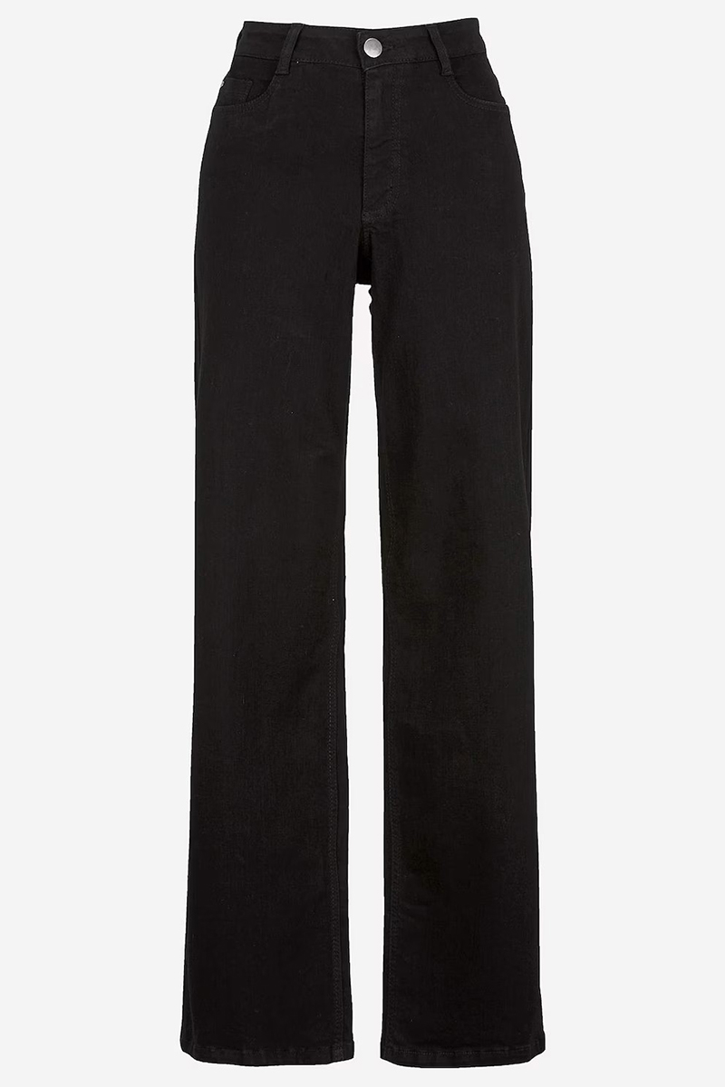  Φαρδύ καμπάνα jean σε denim black χρώμα 2025
