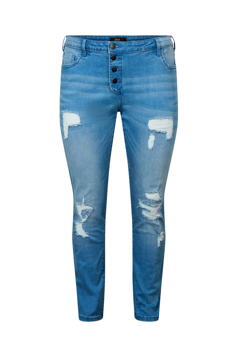 Παντελόνι τζιν με φθορές σε denim blue χρώμα 10889/2-Denim Blue