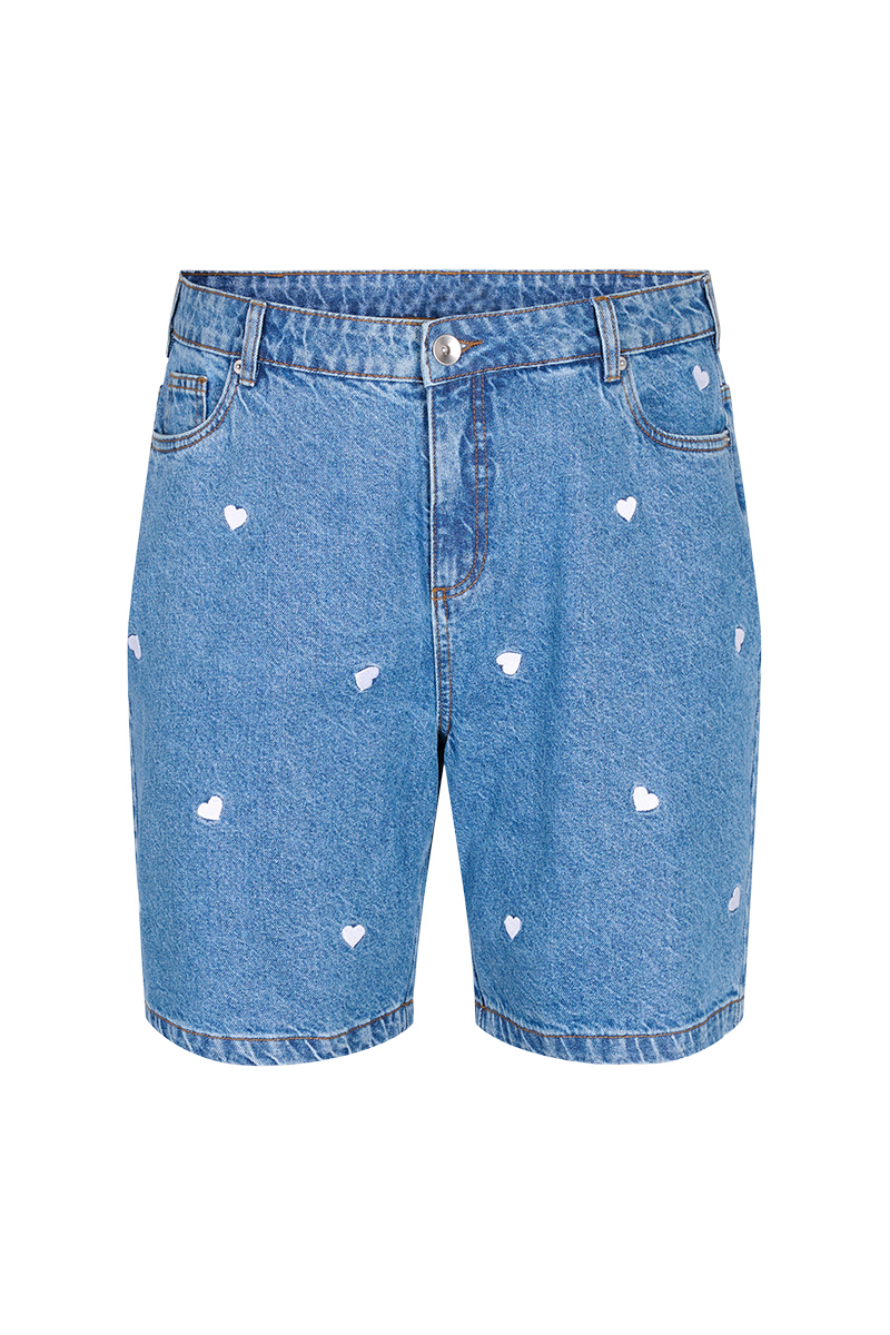  Jean shorts με καρδιές σε denim light blue χρώμα 2025
