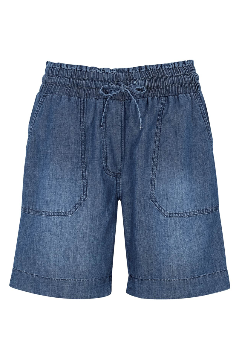 Tencel shorts με λάστιχο σε denim blue χρώμα 611712-Denim Blue
