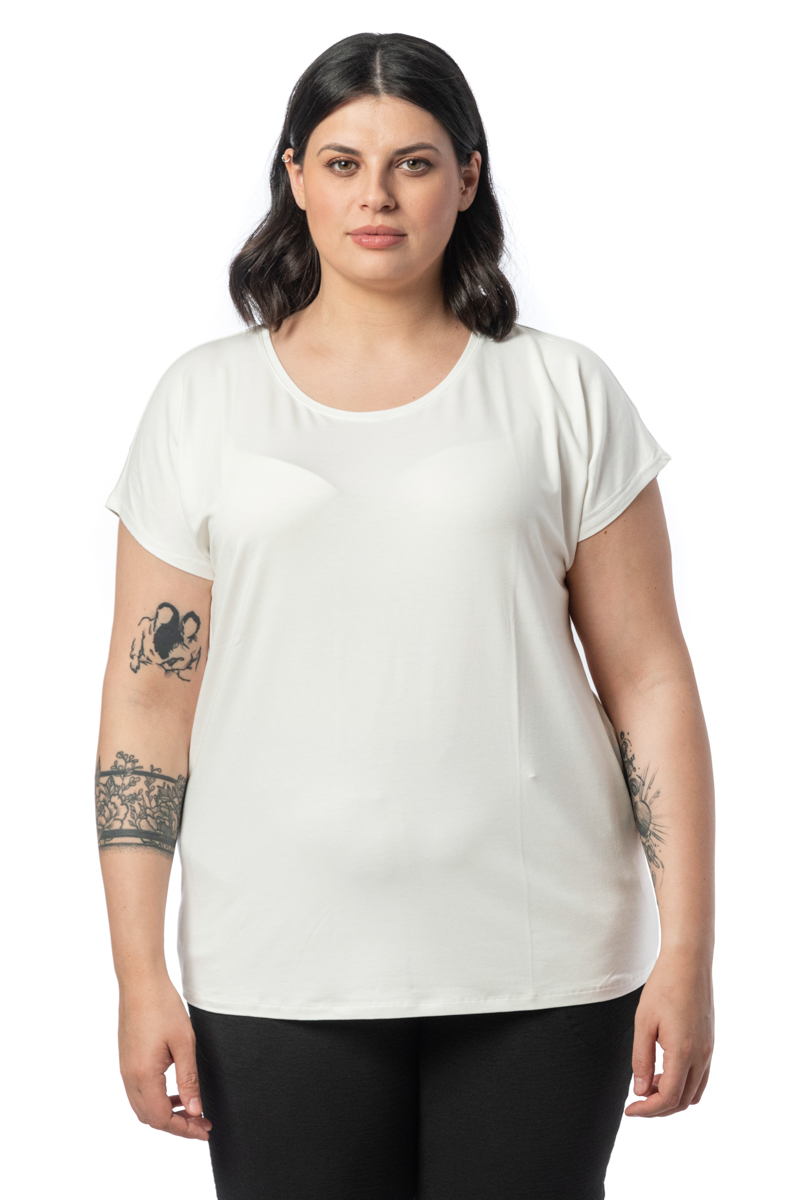 T-shirt με στρογγυλή λαιμόκοψη σε εκρού χρώμα 2025