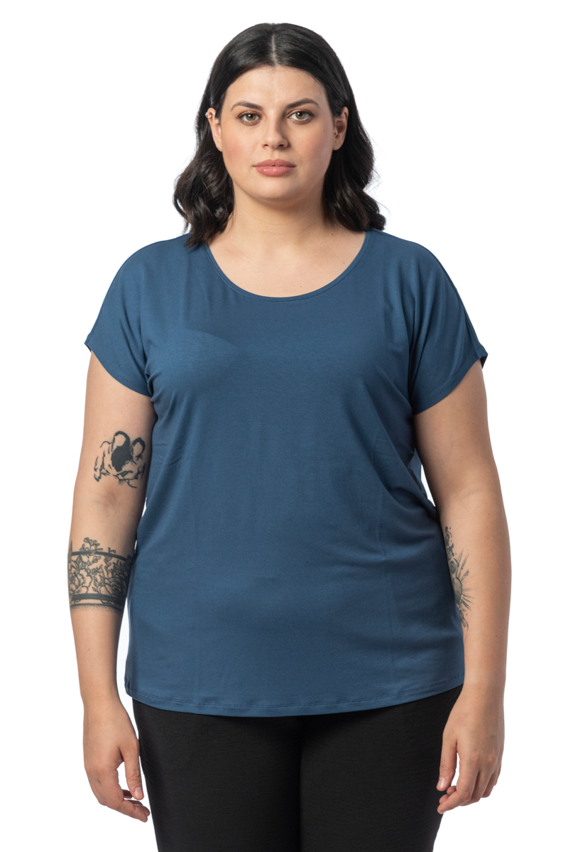  T-shirt με στρογγυλή λαιμόκοψη σε μπλε χρώμα 2025