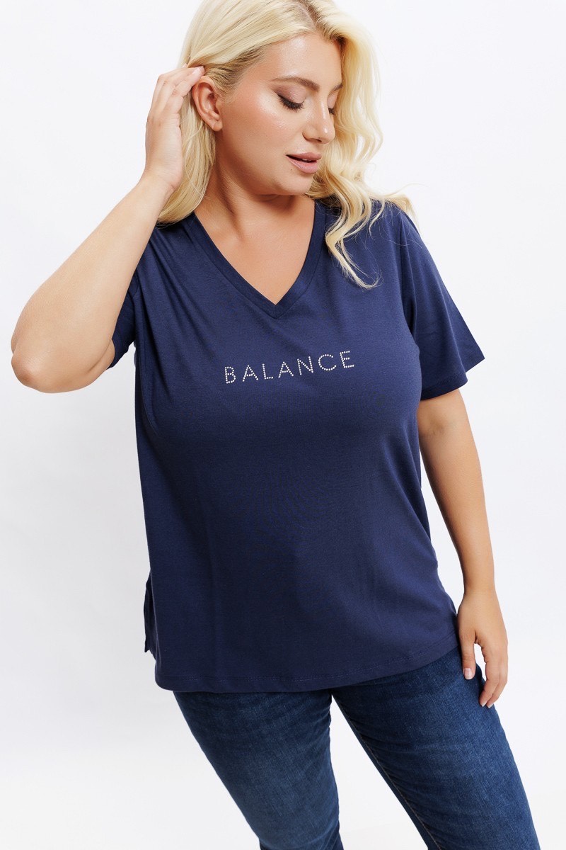  T-shirt με στρας τύπωμα 'balance' σε μπλε χρώμα 2025
