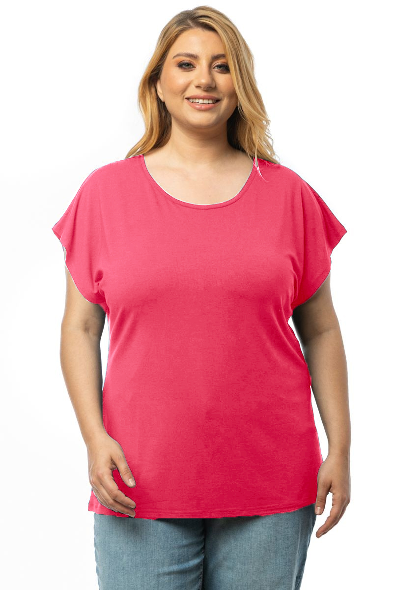  T-shirt με στρογγυλή λαιμόκοψη σε κοραλλί χρώμα 2025