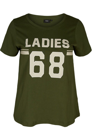 Πράσινο t-shirt με τύπωμα "Ladies 68"