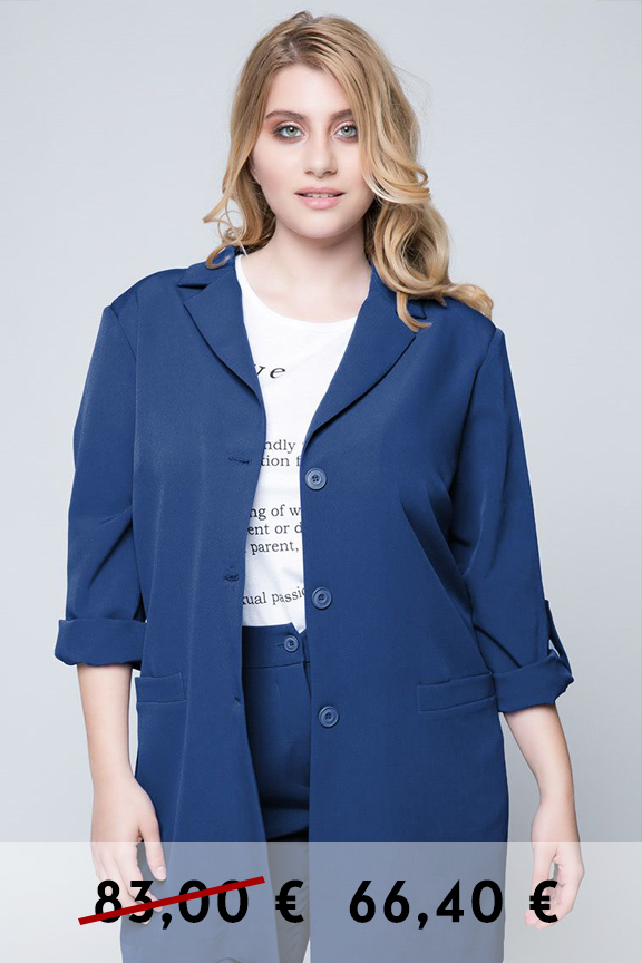 Μπλε σακάκι blazer με γυρισμένα μανίκια