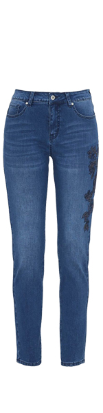 Παντελόνι jean denim blue σε ίσια γραμμή με κεντήματα